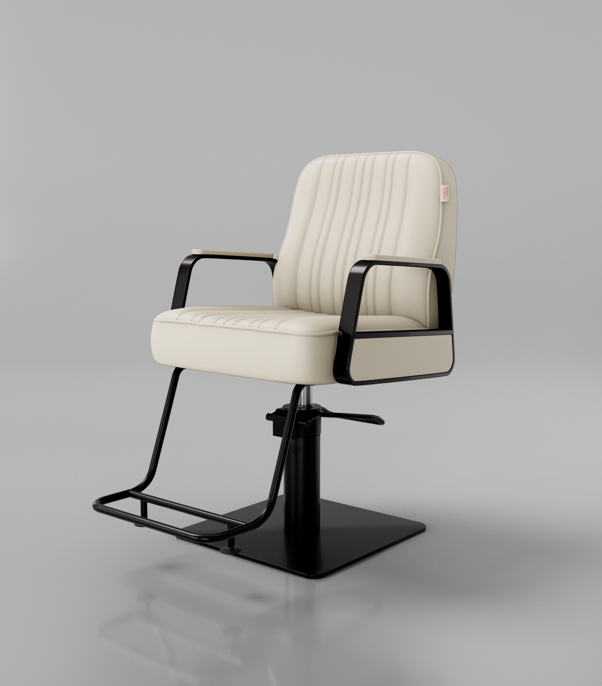 Cream styling chair with black base for hair salons
