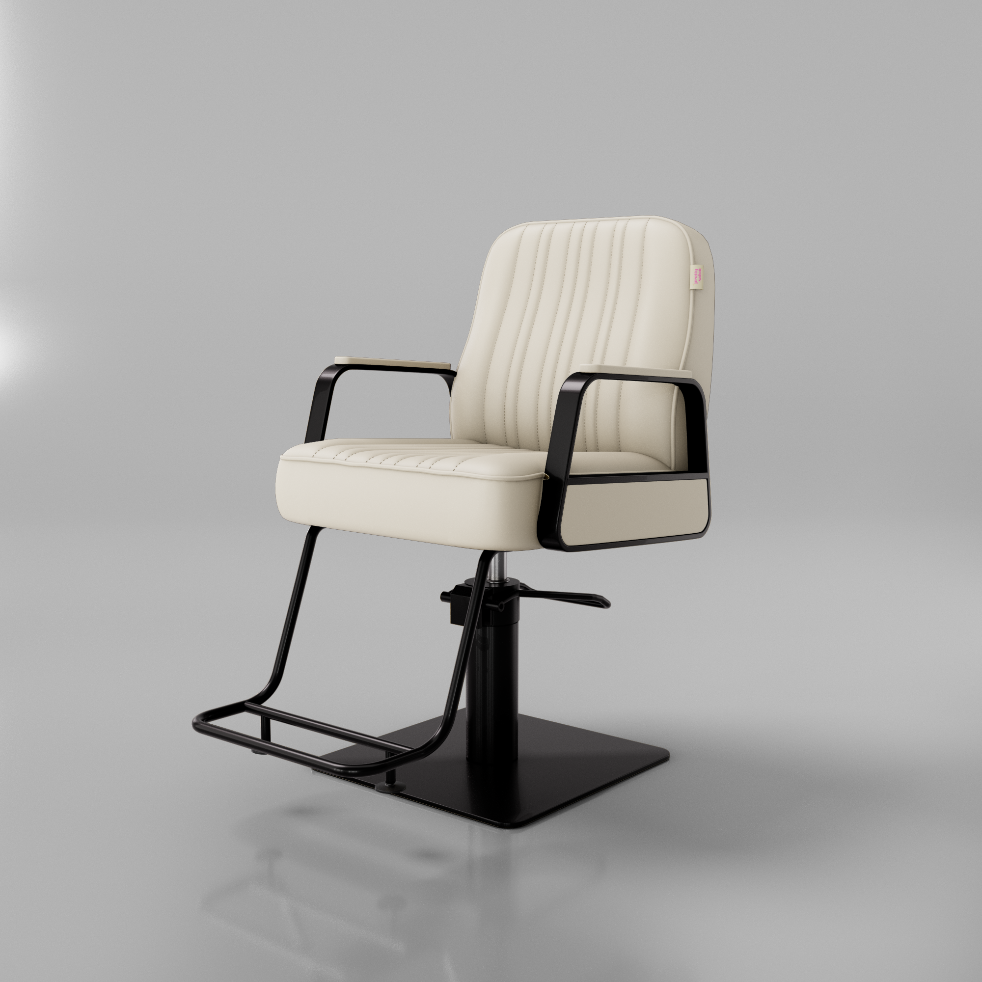 Cream styling chair with black base for hair salons