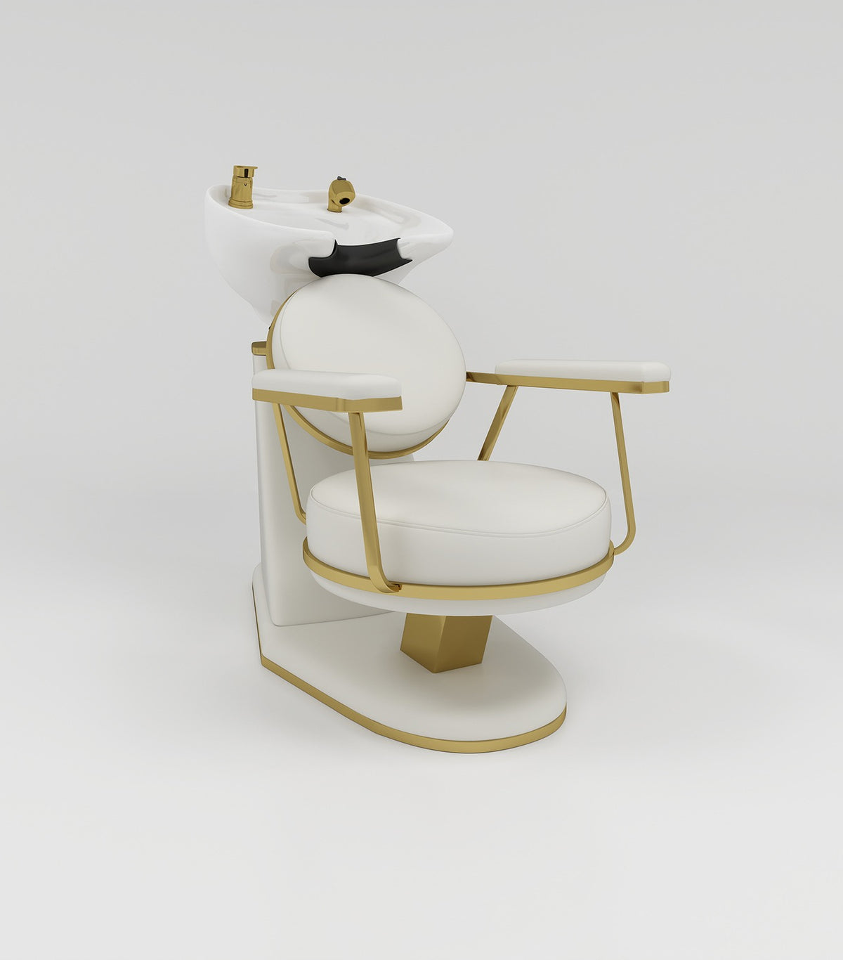 Cream leather and gold backwash unit