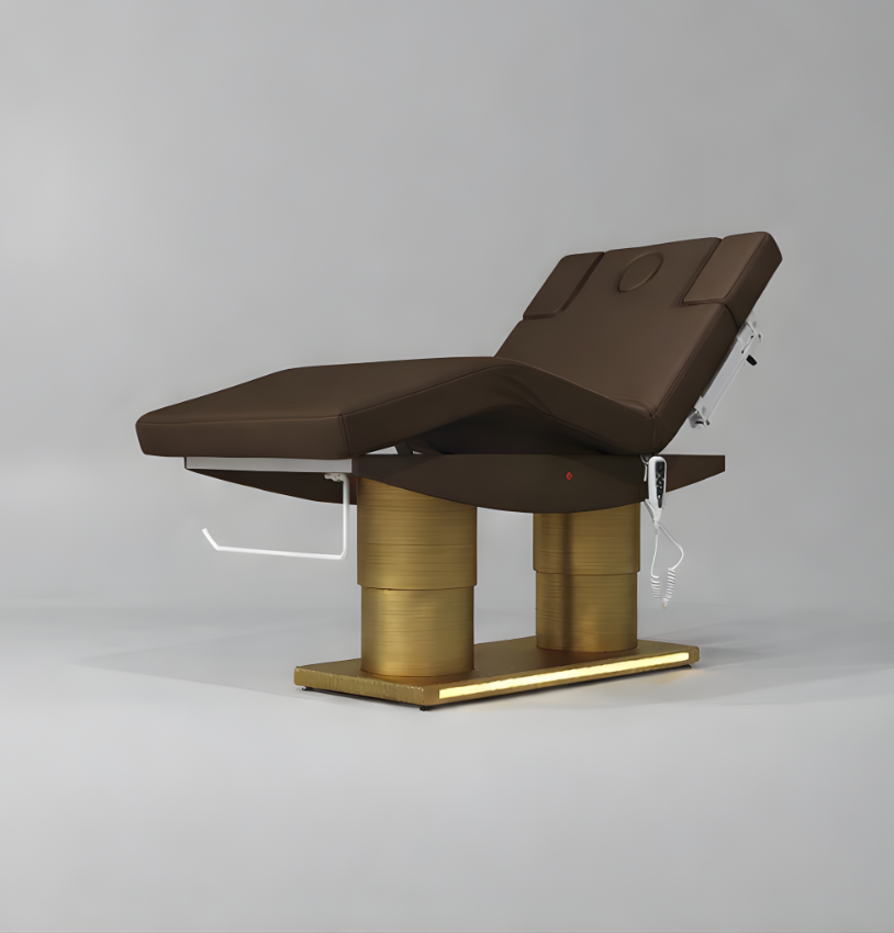 Height Adjustable Dark Brown Massage Bed and Knee Lift
