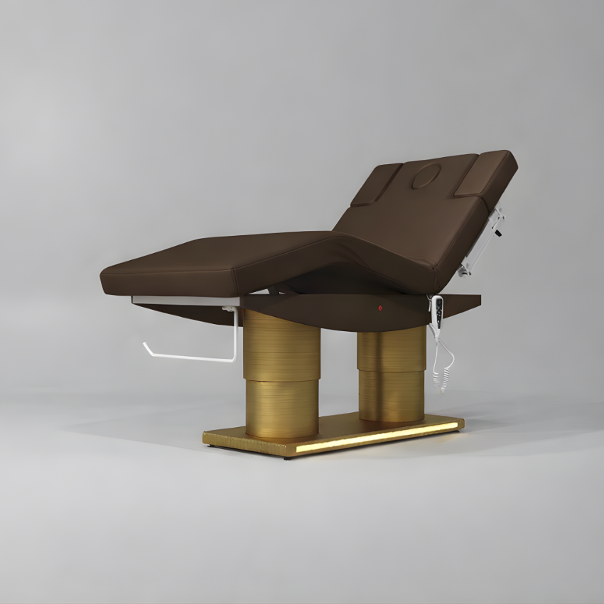 Height Adjustable Dark Brown Massage Bed and Knee Lift