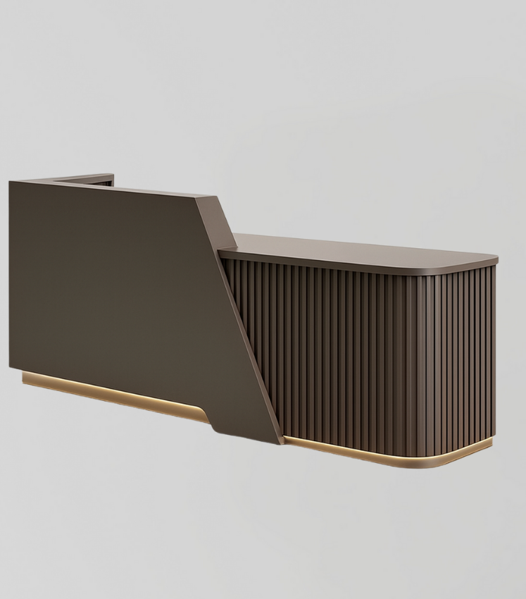 Reception Desk in Brown with LED Light
