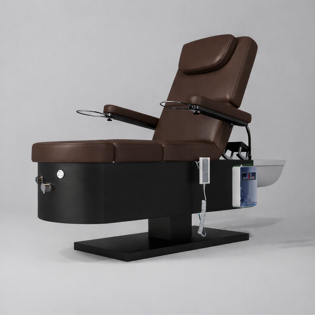 Dark Brown Electric Treatment Bed for Head and Foot Spa