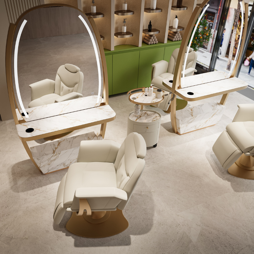 large freestanding mirror with shelf for hairdressers