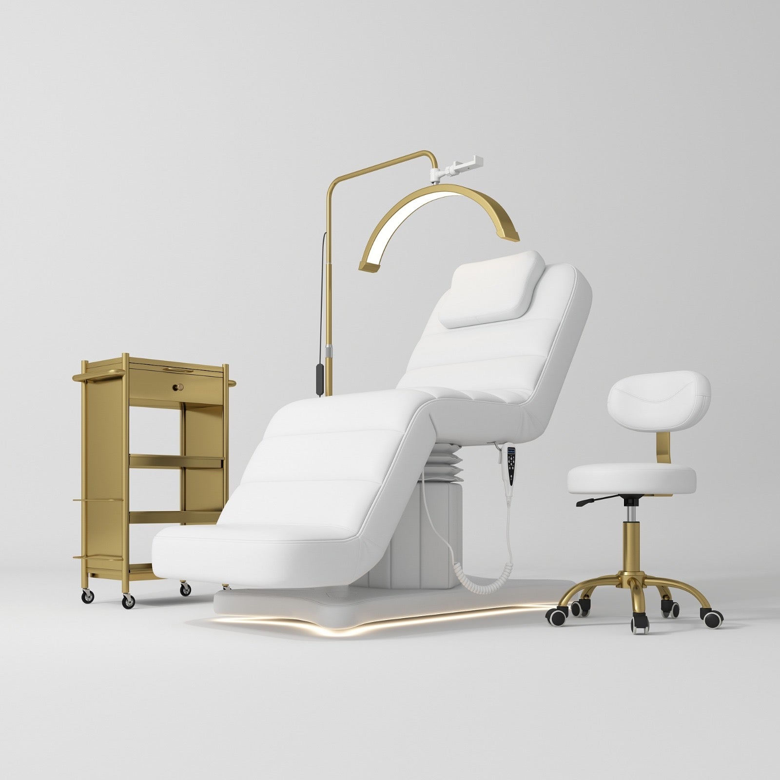 Luxury Beauty Bed with Stool Trolley and Light