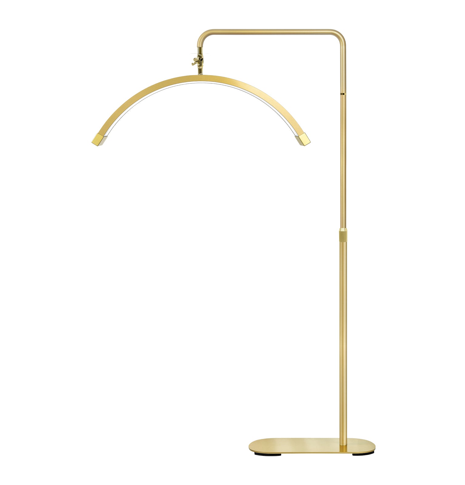 Gold Lunara Moonlight Pro LED beauty lamp with adjustable brightness and half moon design for beauty salons, lash technicians and aesthetics clinics.