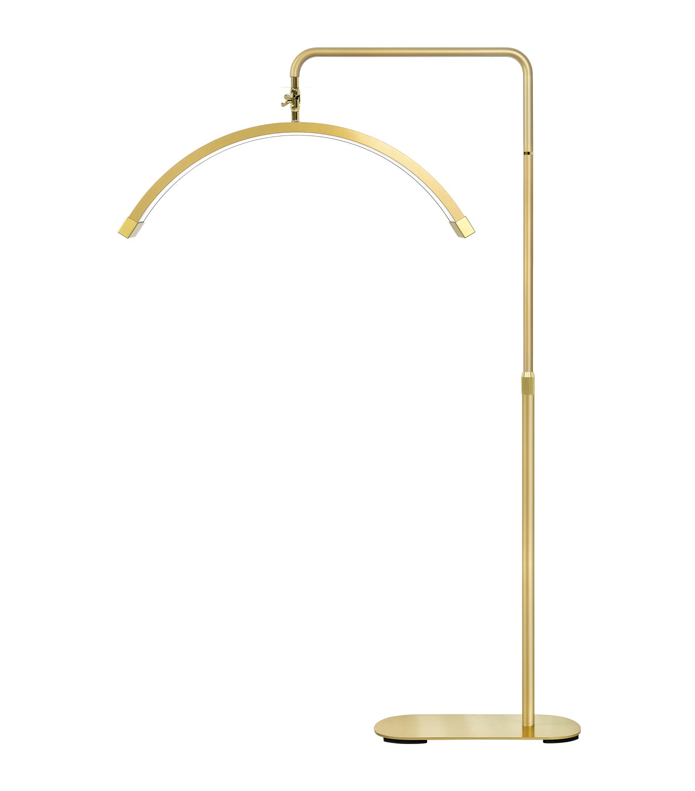 Gold Lunara Moonlight Pro LED beauty lamp with adjustable brightness and half moon design for beauty salons, lash technicians and aesthetics clinics.