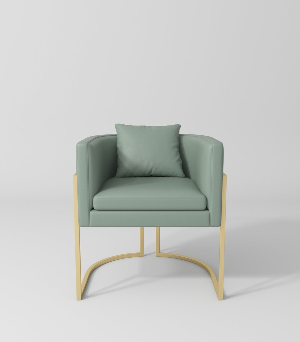 Sage Green Leather Chair with Gold Legs