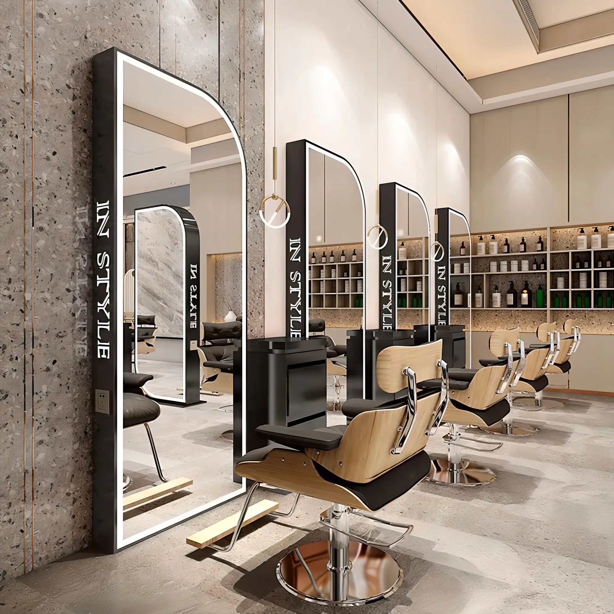 Large hair salon mirror
