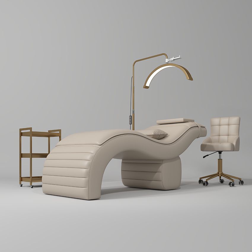 Beige Lash bed with trolley and stool