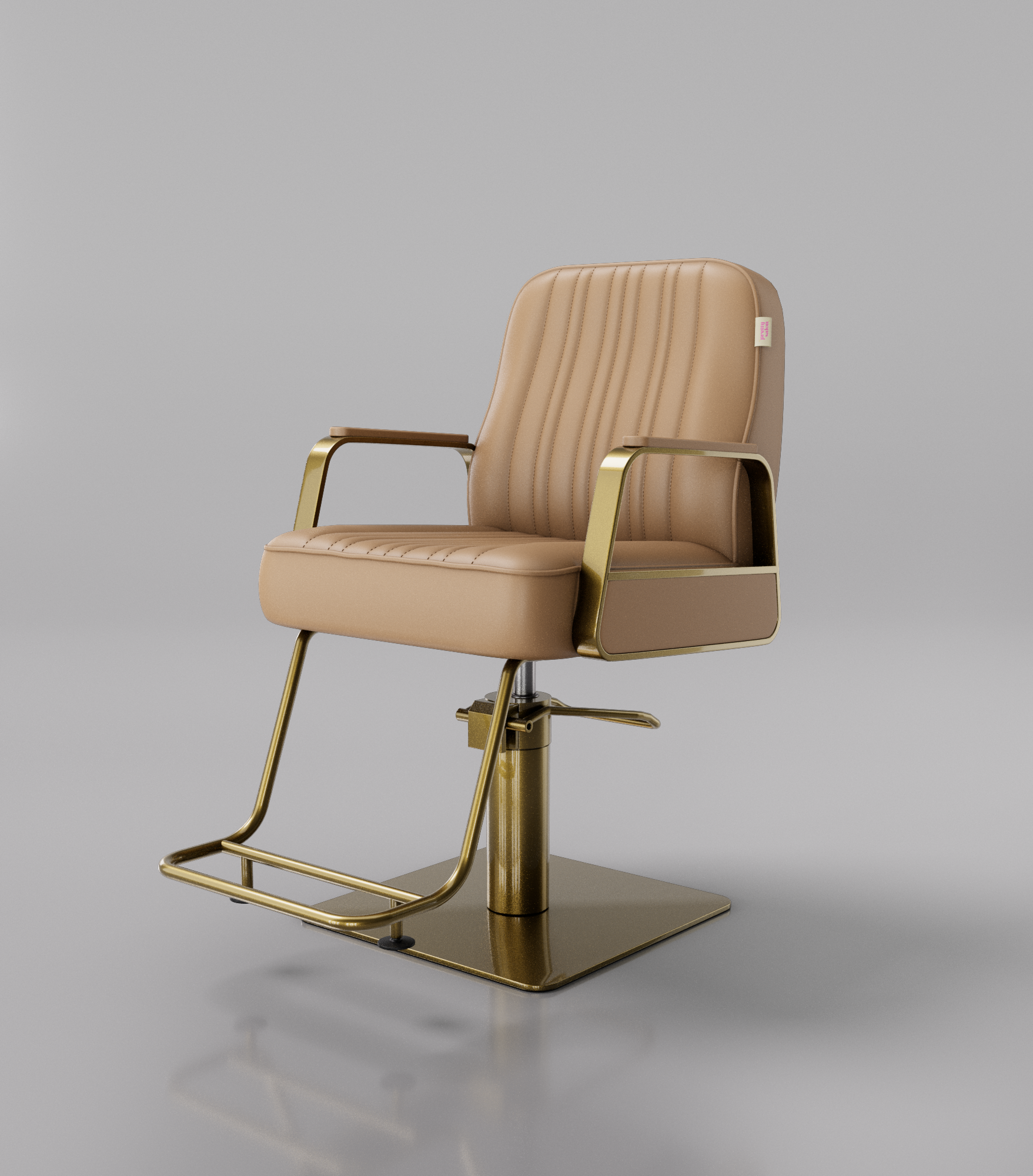 Brown and Gold Hair Chair with Gold Footrest