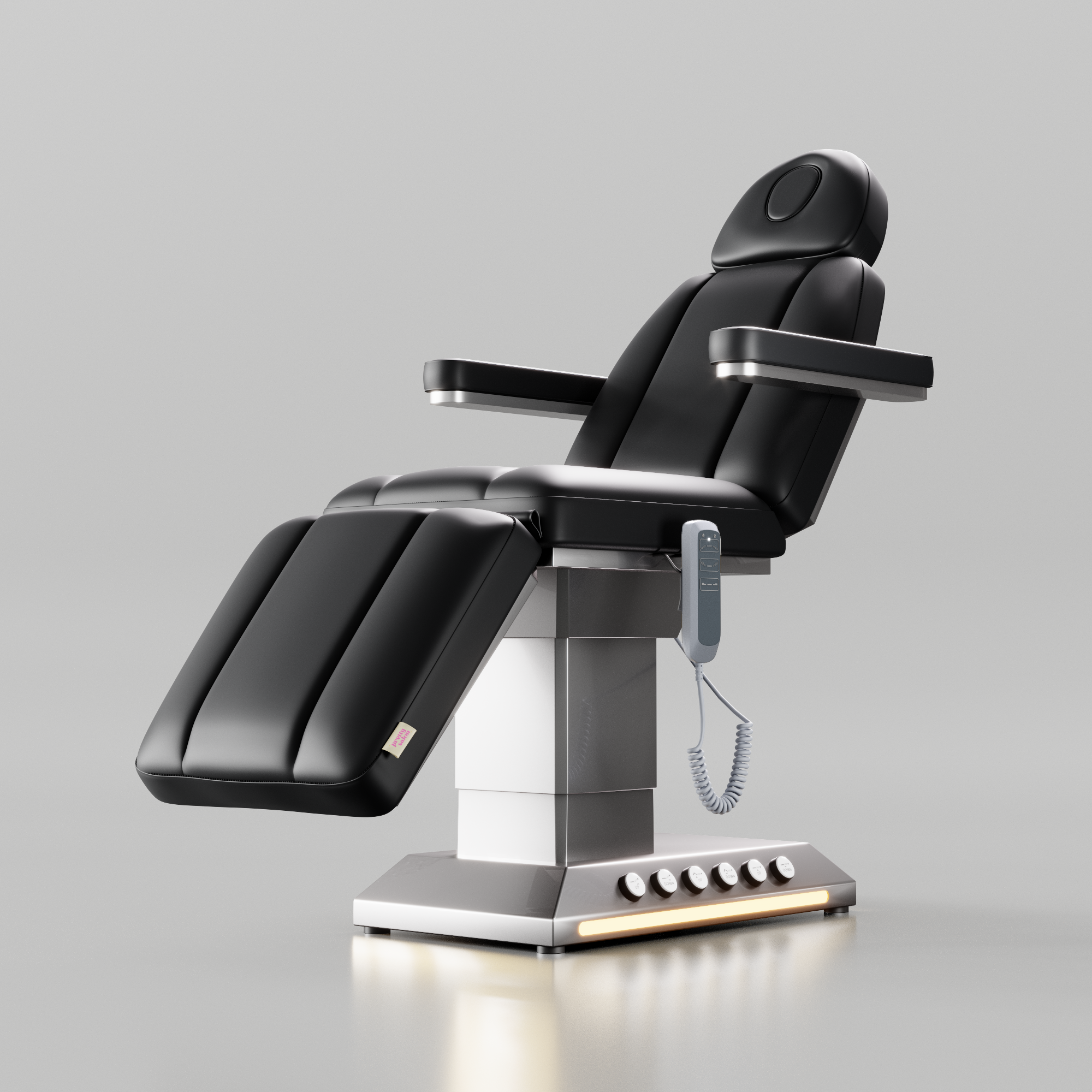 Comfy Black Electric Salon Bed with SIlver Base and LED Light