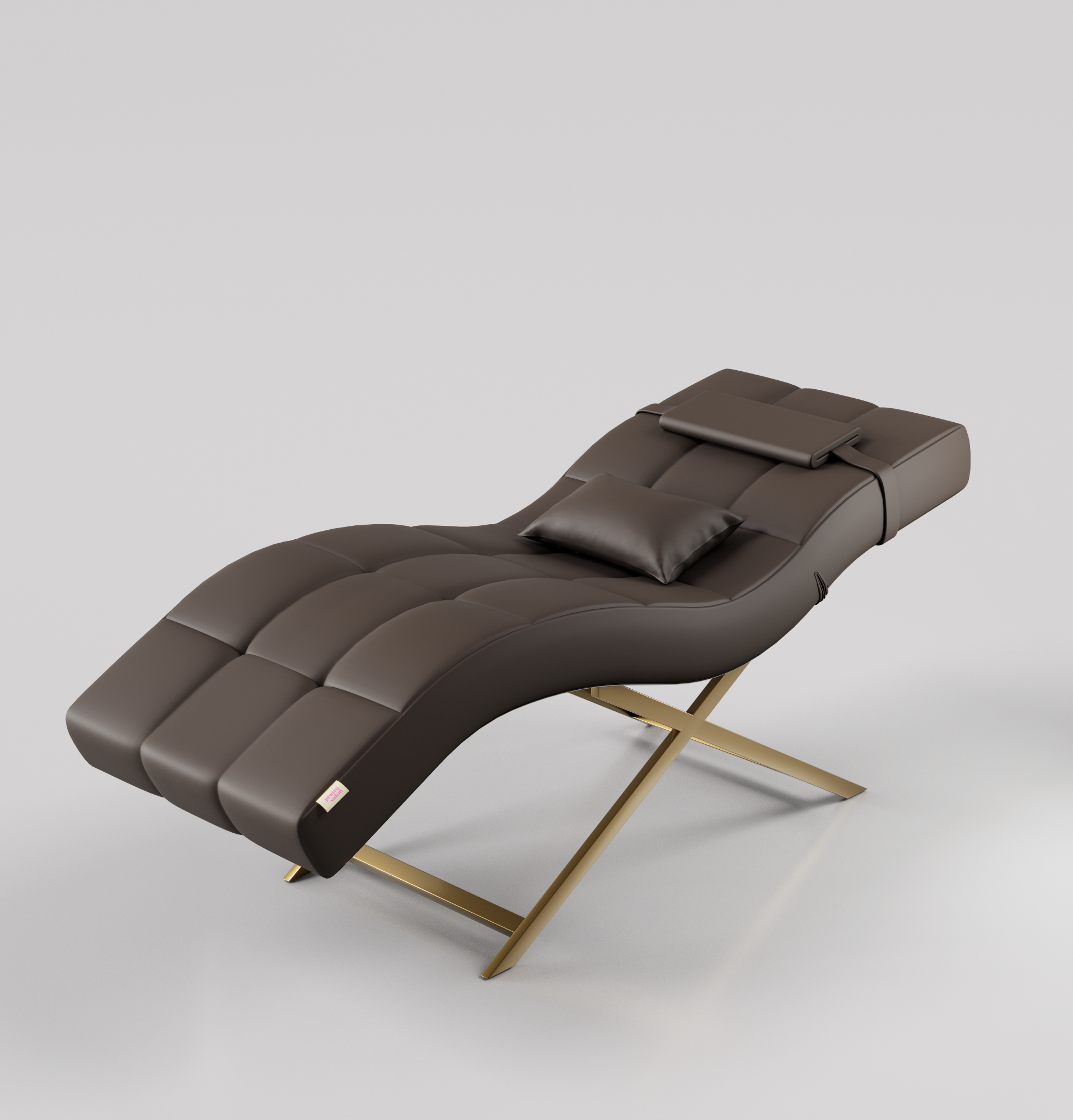 Dark Brown Lash bed with pillow and gold base