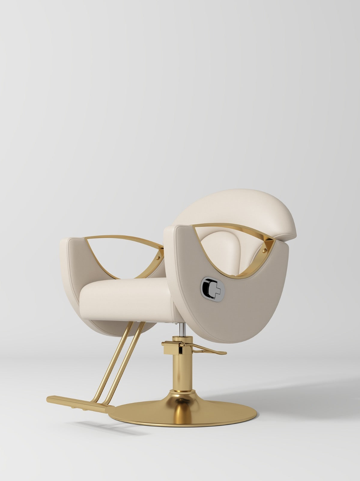 Nude and Gold Hairdressing Chair with foot pump