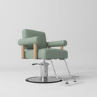 Green, Silver and Wood Styling chair with circle base