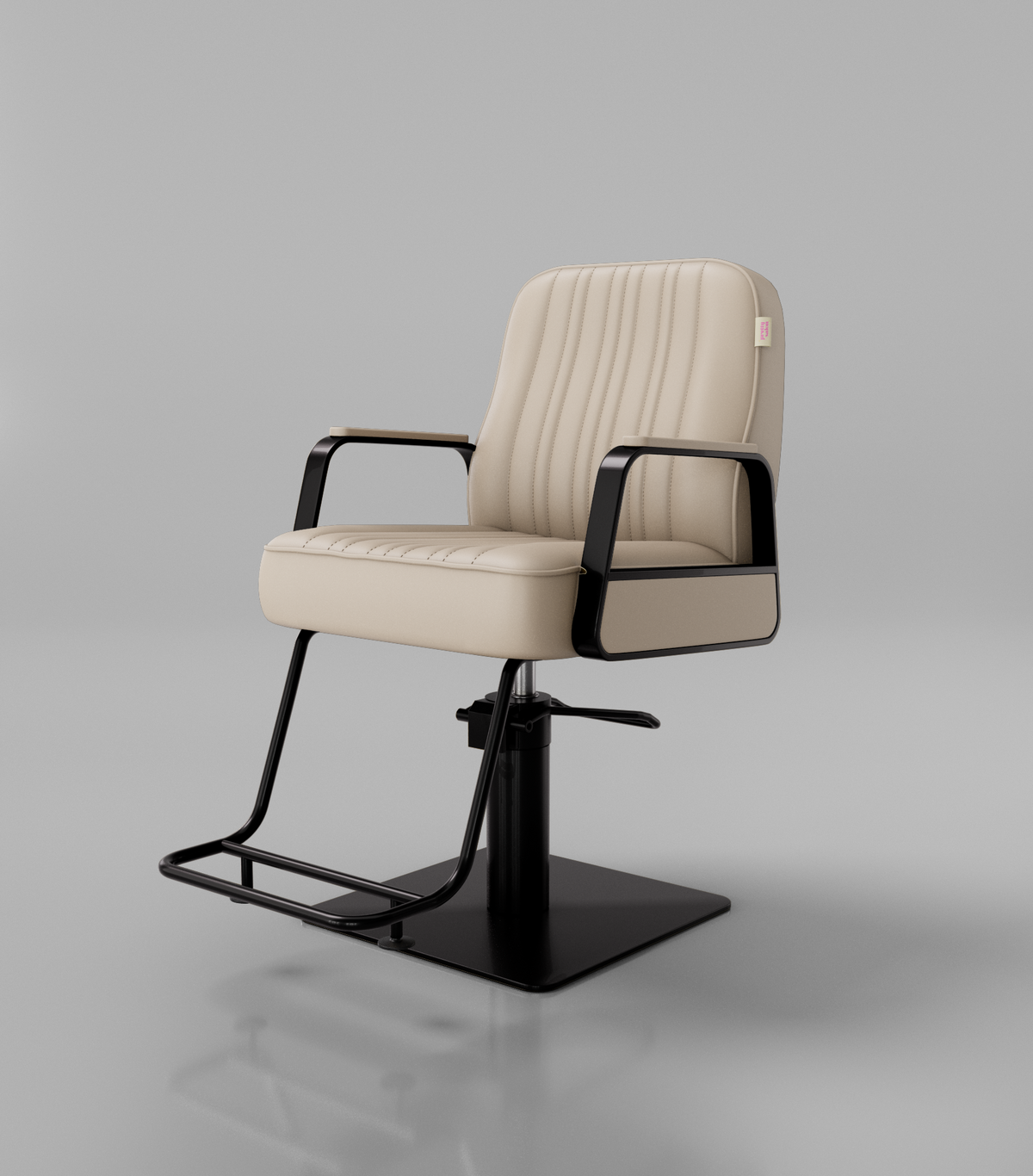 Luxury nude styling chair and black base for hair salons.