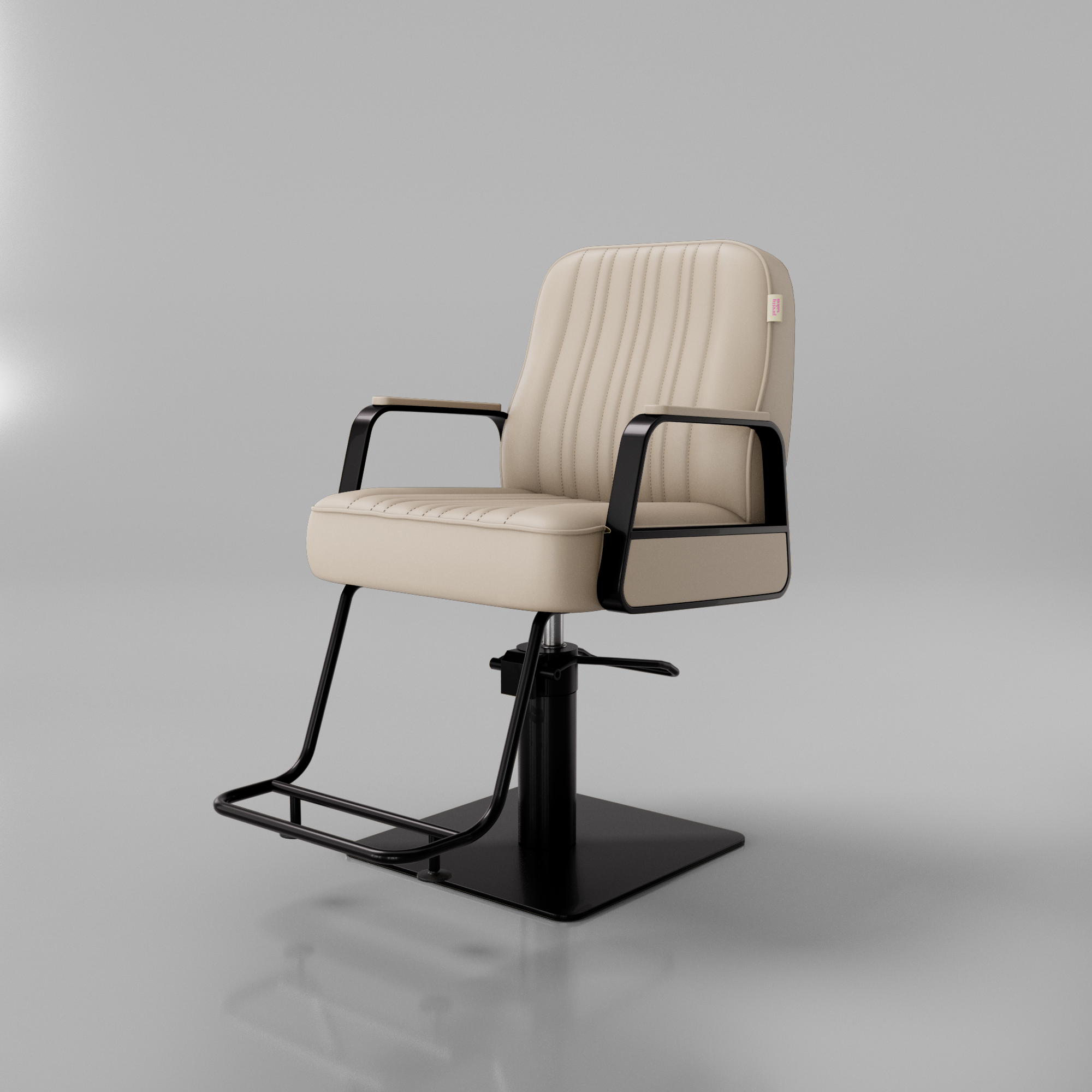 Luxury nude styling chair and black base for hair salons.