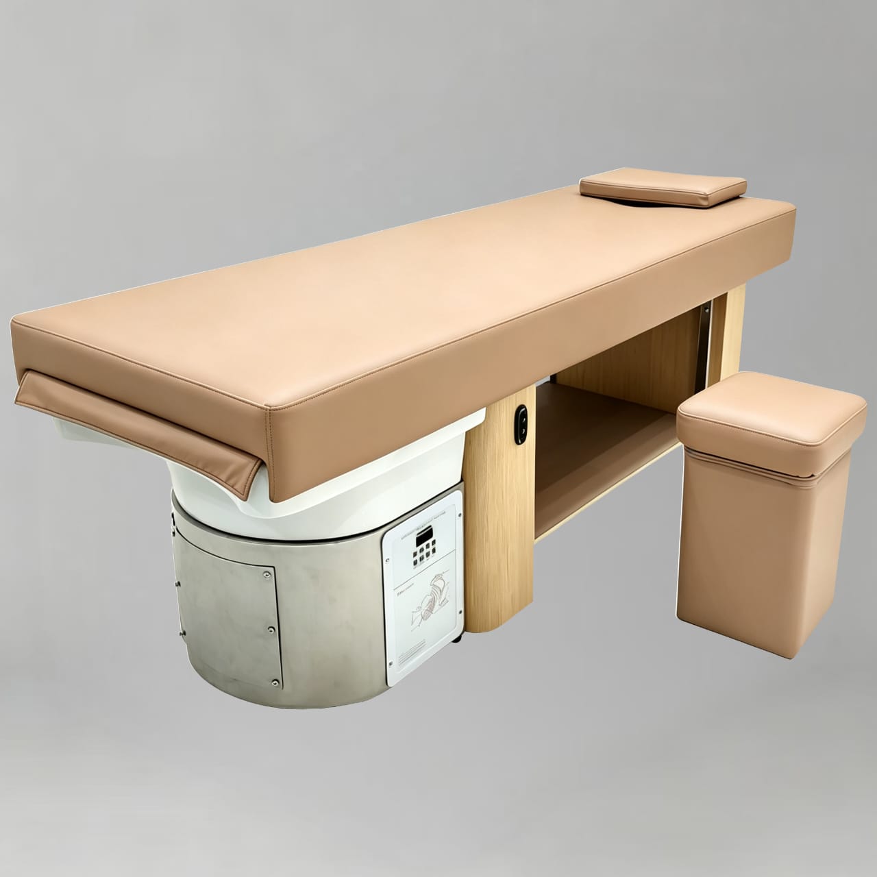 Brown Electric Multipurpose Headspa bed with Wooden Legs