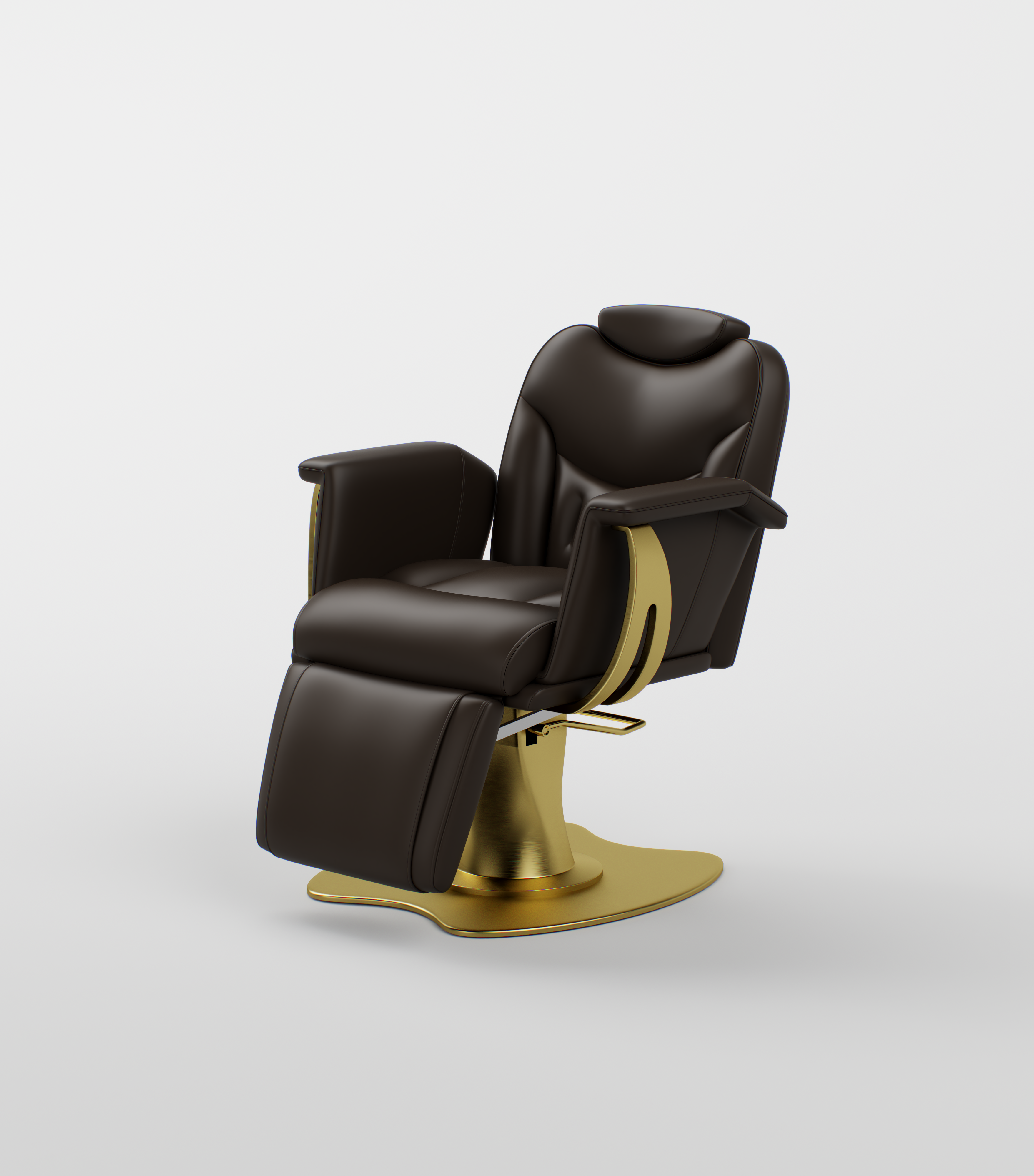 Dark Brown Styling Chair for Salons with Gold Base