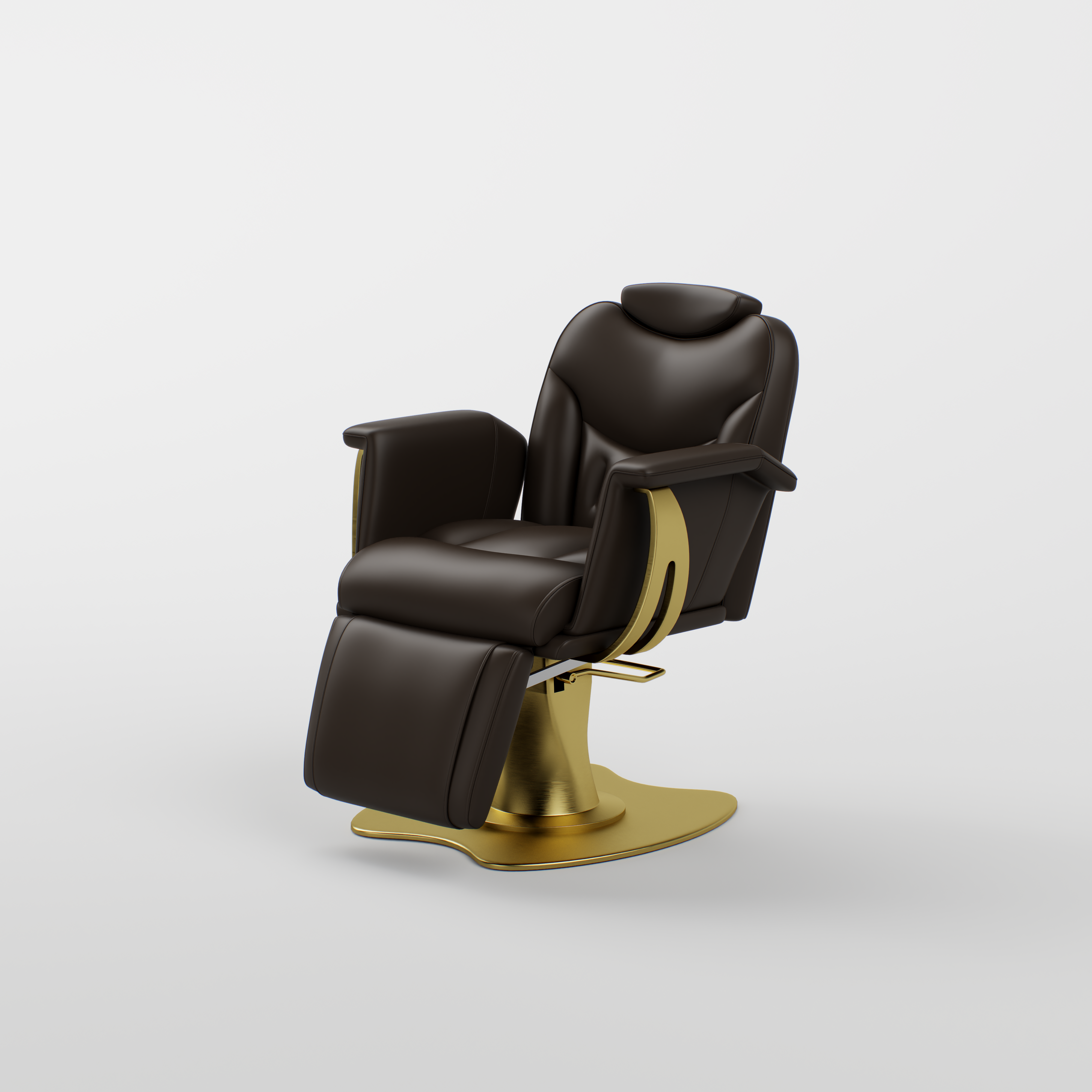 Dark Brown Styling Chair for Salons with Gold Base