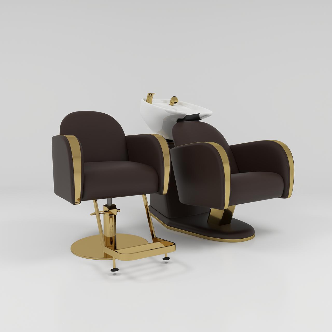 Dark Brown Hair Styling Chair with Backwash Unit