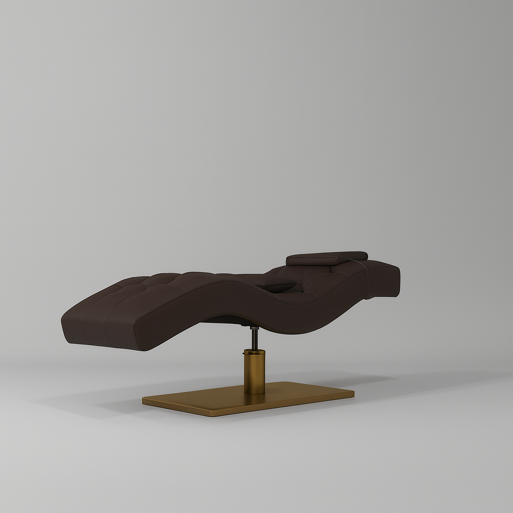 Lash Bed with Adjustable Height in Brown and gold