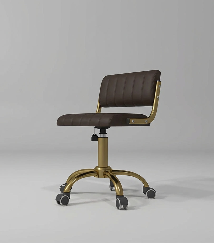 dark brown salon stool with gold base