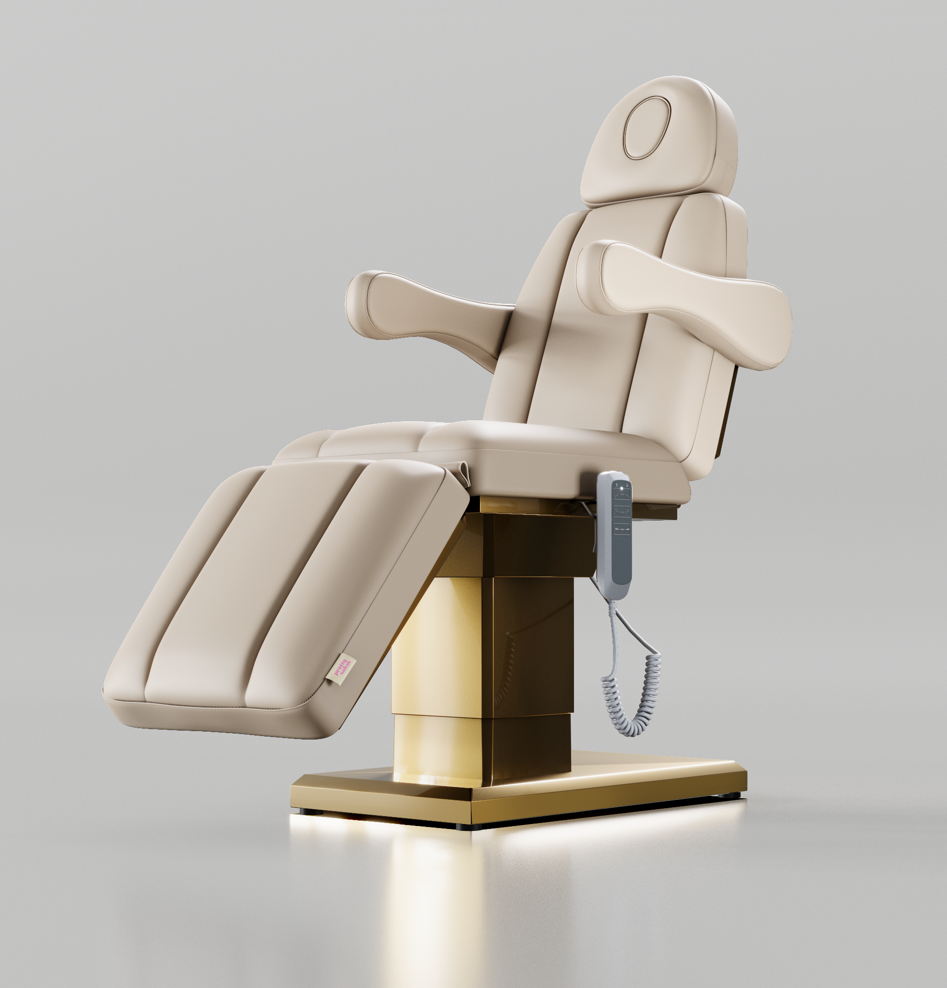 Nude Leather Electric Beauty bed with Gold base