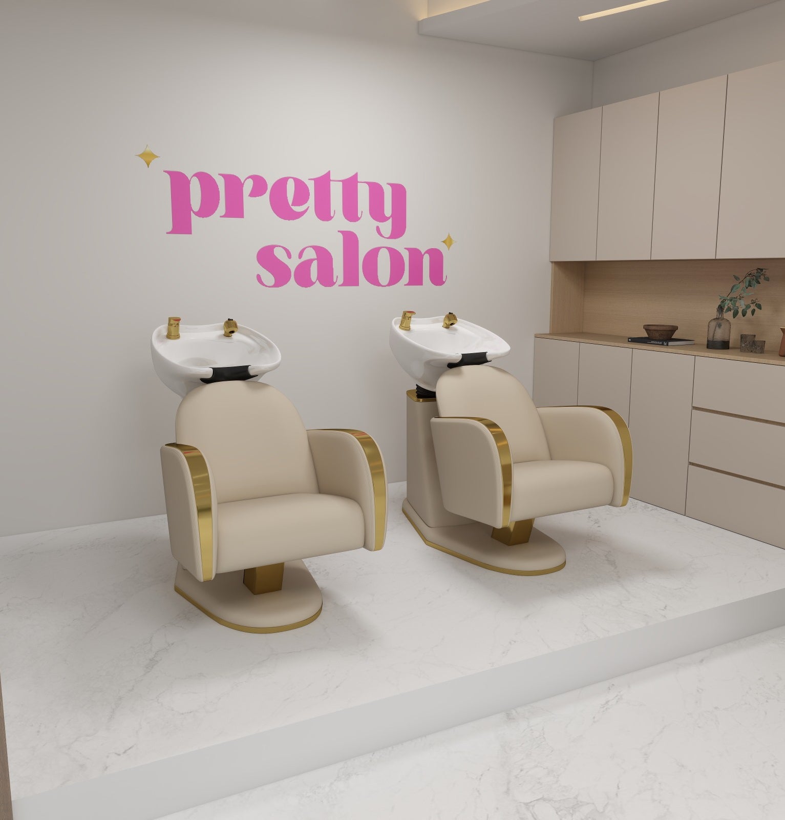 Nude Hair Basin with White Ceramic Bowl