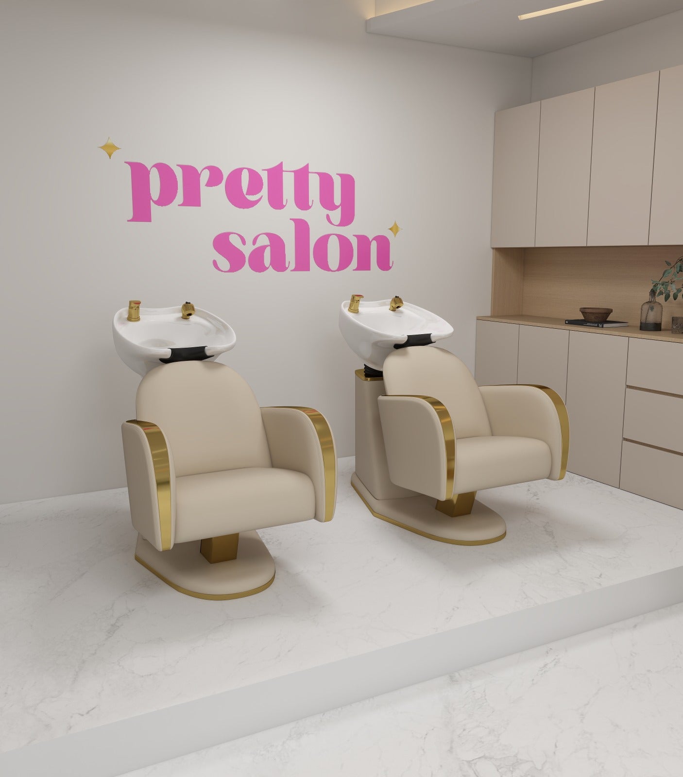 Nude Hair Basin with White Ceramic Bowl