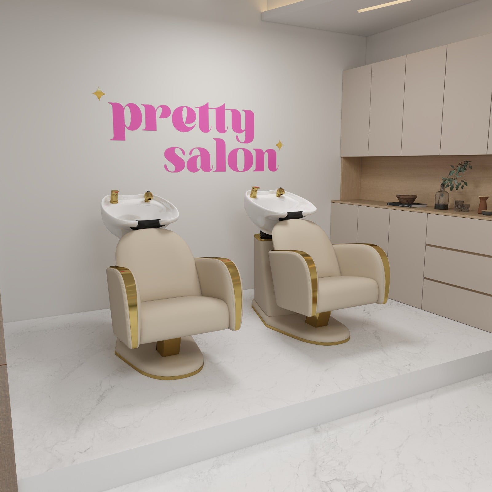 Nude Hair Basin with White Ceramic Bowl