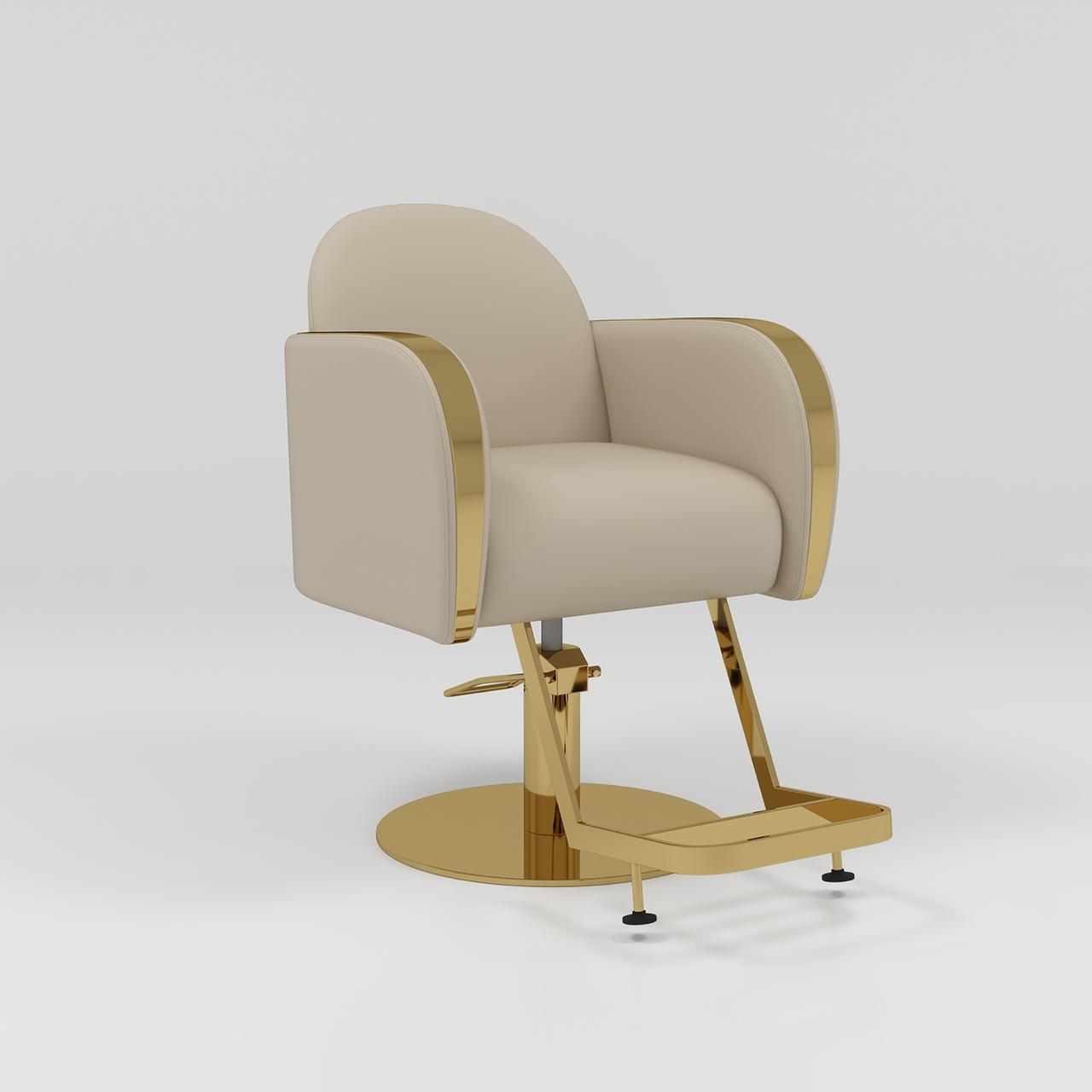 Nude and Gold Hair Chair with footrest