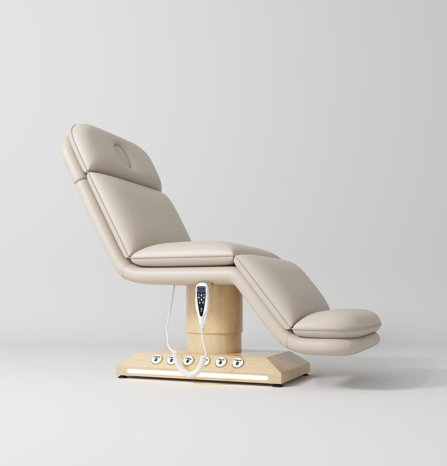 Vegan Leather Nude Salon Bed with Hand Remote and Foot Control