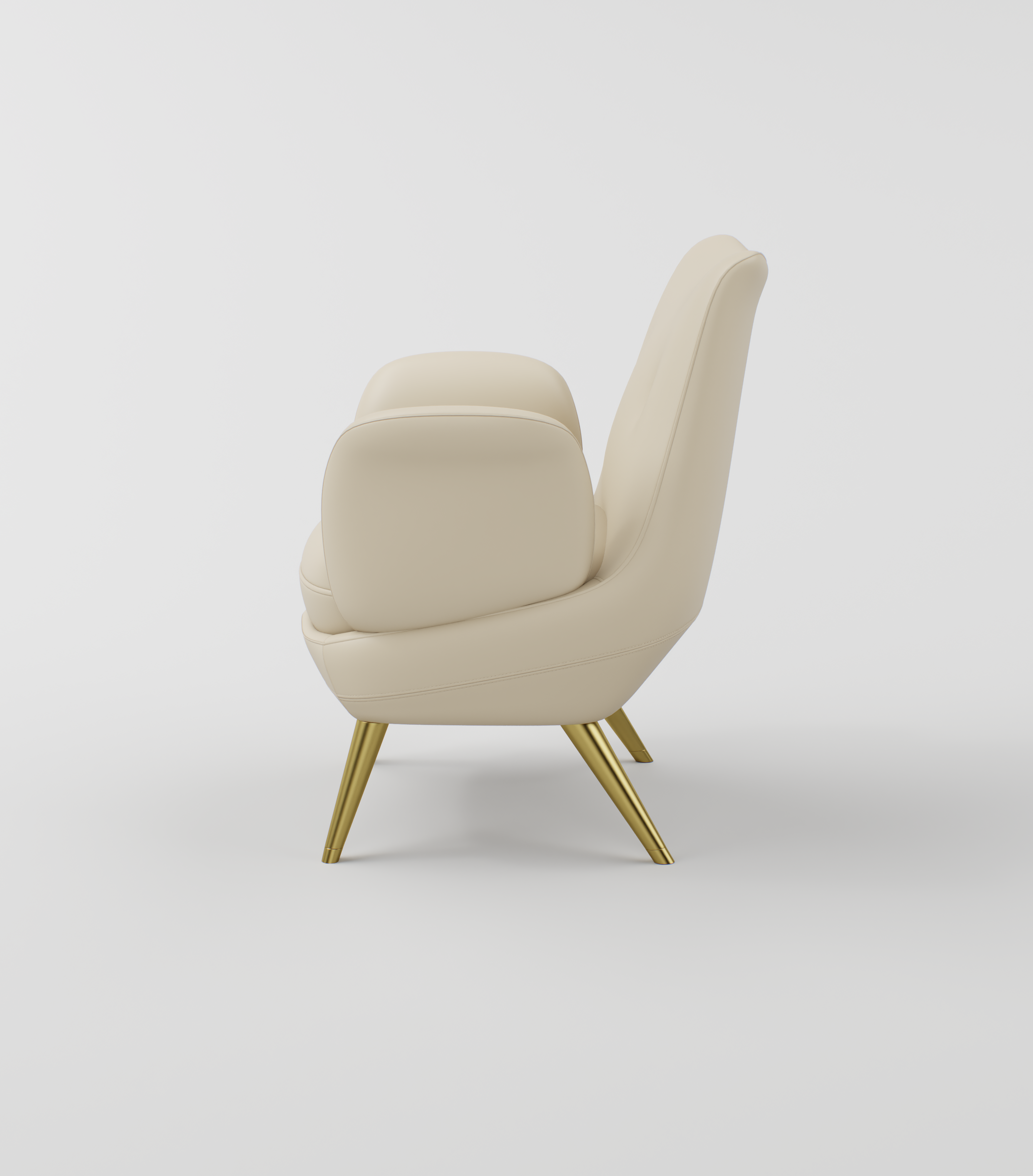 Nude and gold chair for nail customers side view