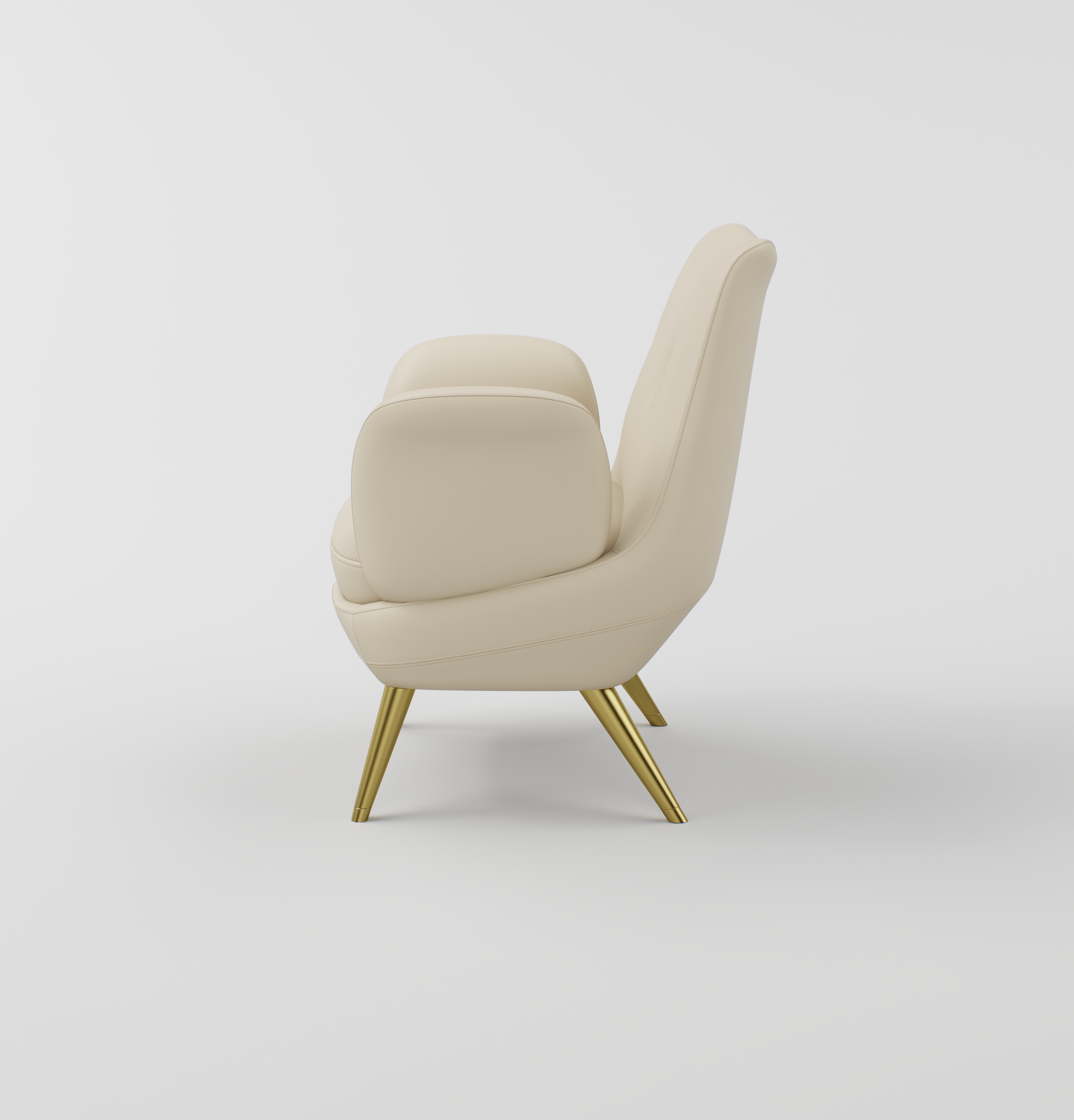 Nude and gold chair for nail customers side view