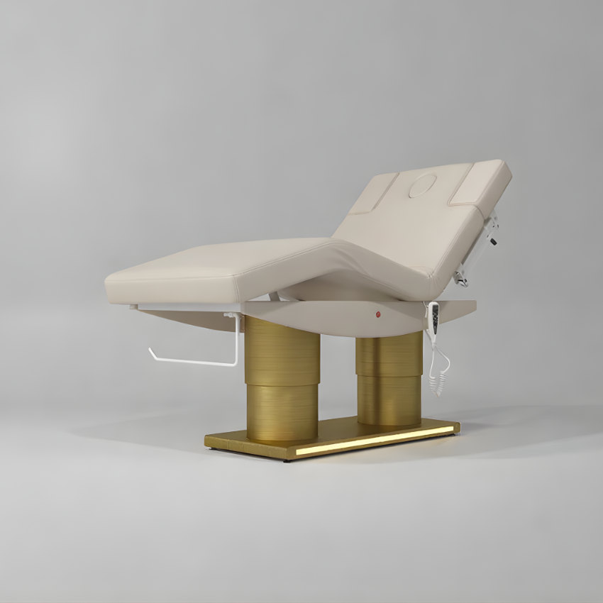 Massage Bed with Adjusatable Gold Base with Knee Lift