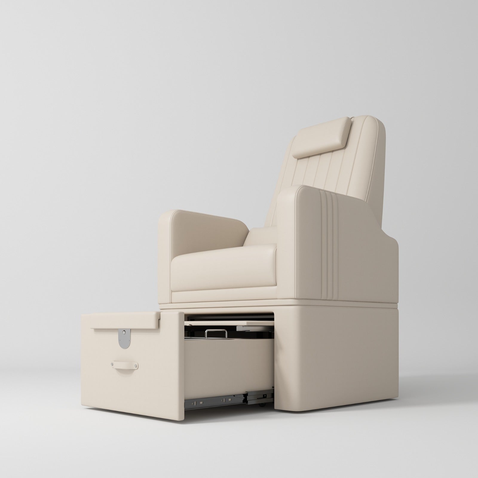Nude Leather Pedicure Chair with removable bowl