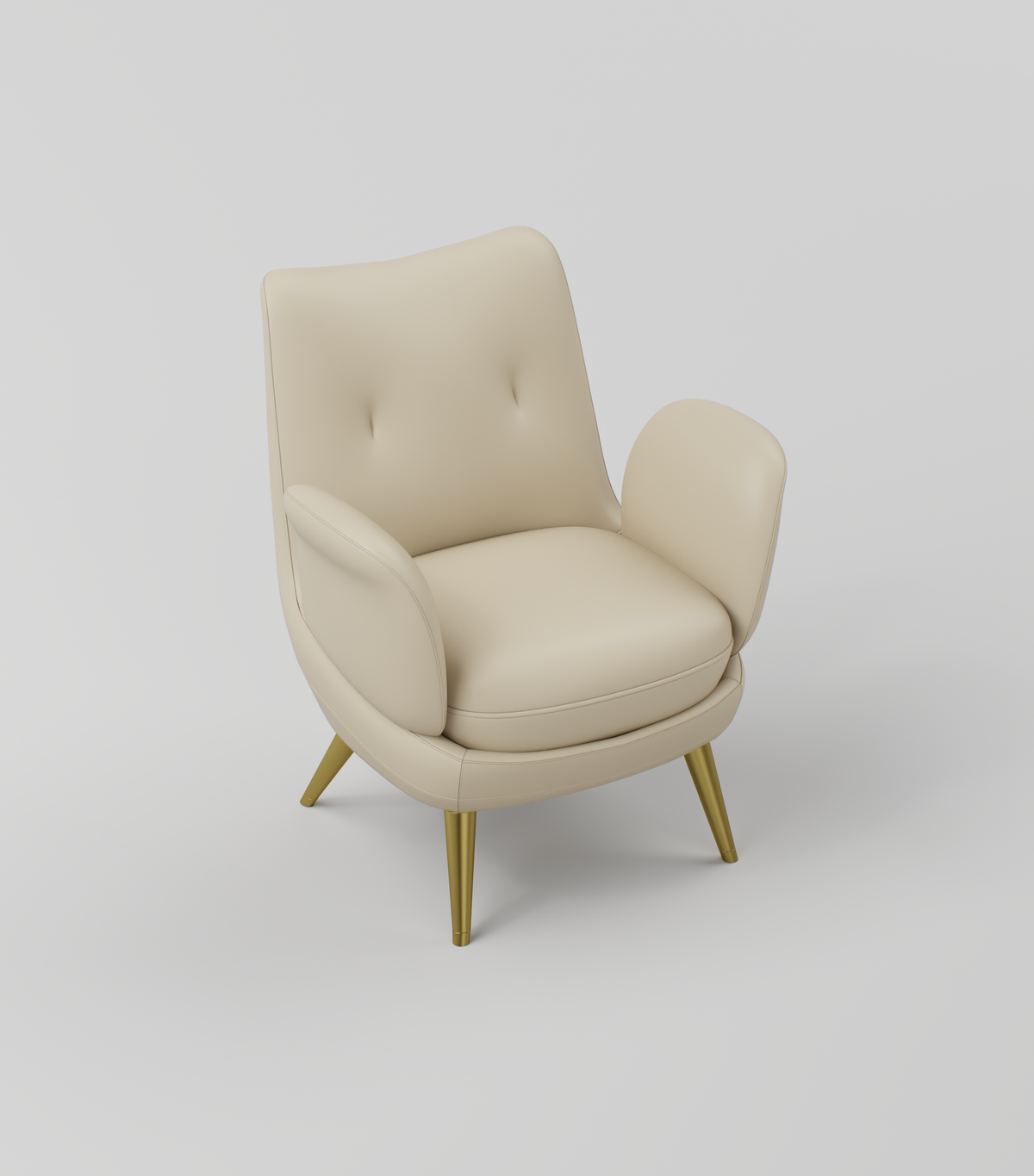 Nude armchair design with gold stainless steel legs