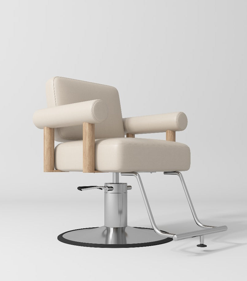 Hair Salon Chair in Nude and Silver