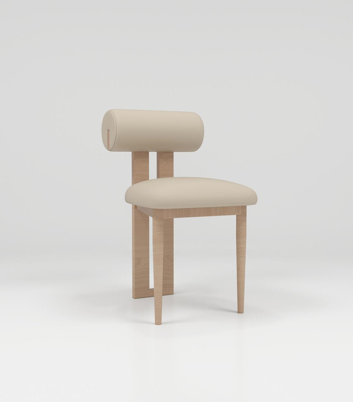 Nude leather nail desk chair with oak legs
