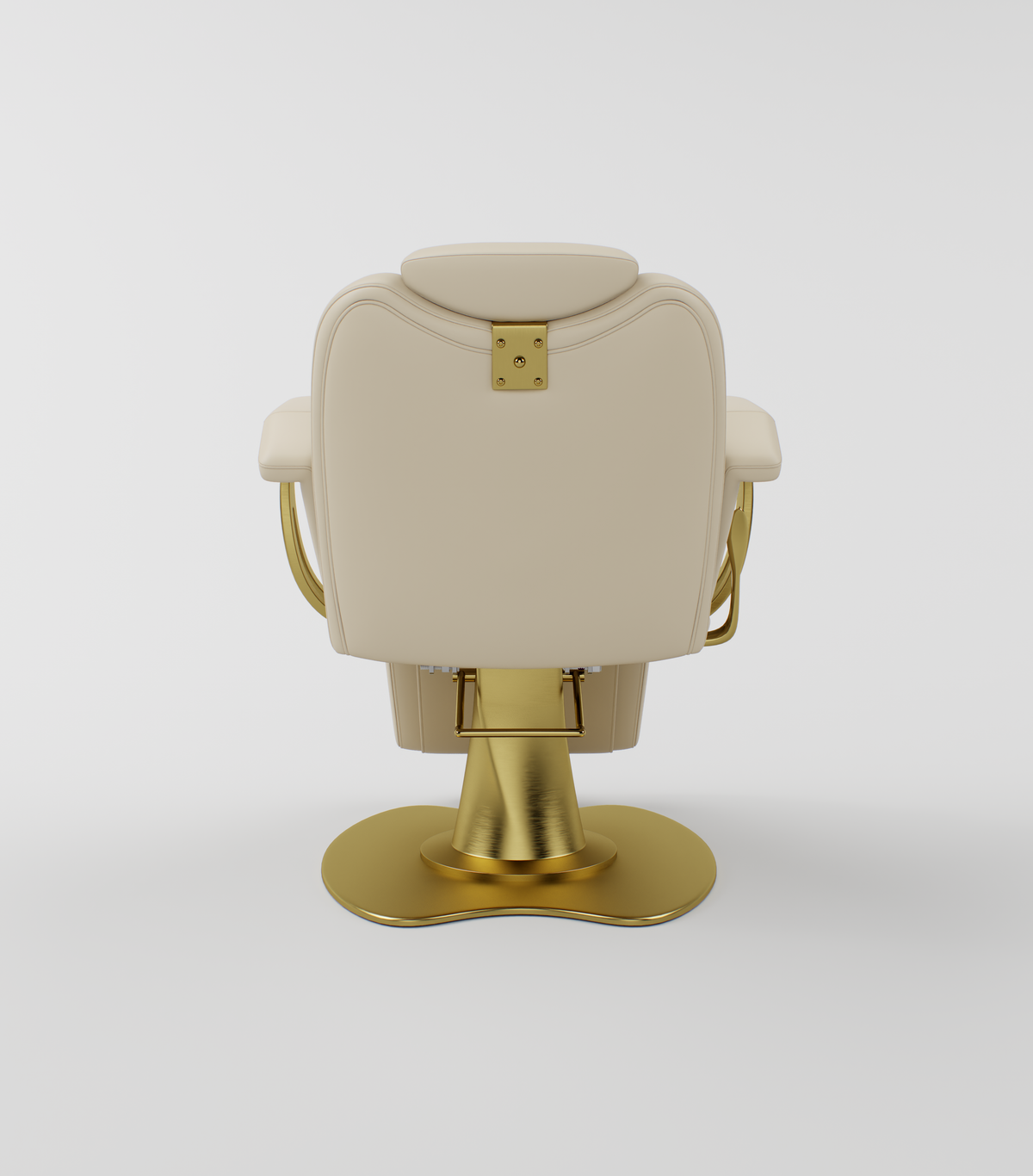 nude leather chair with adjustable height and gold matte base that reclines