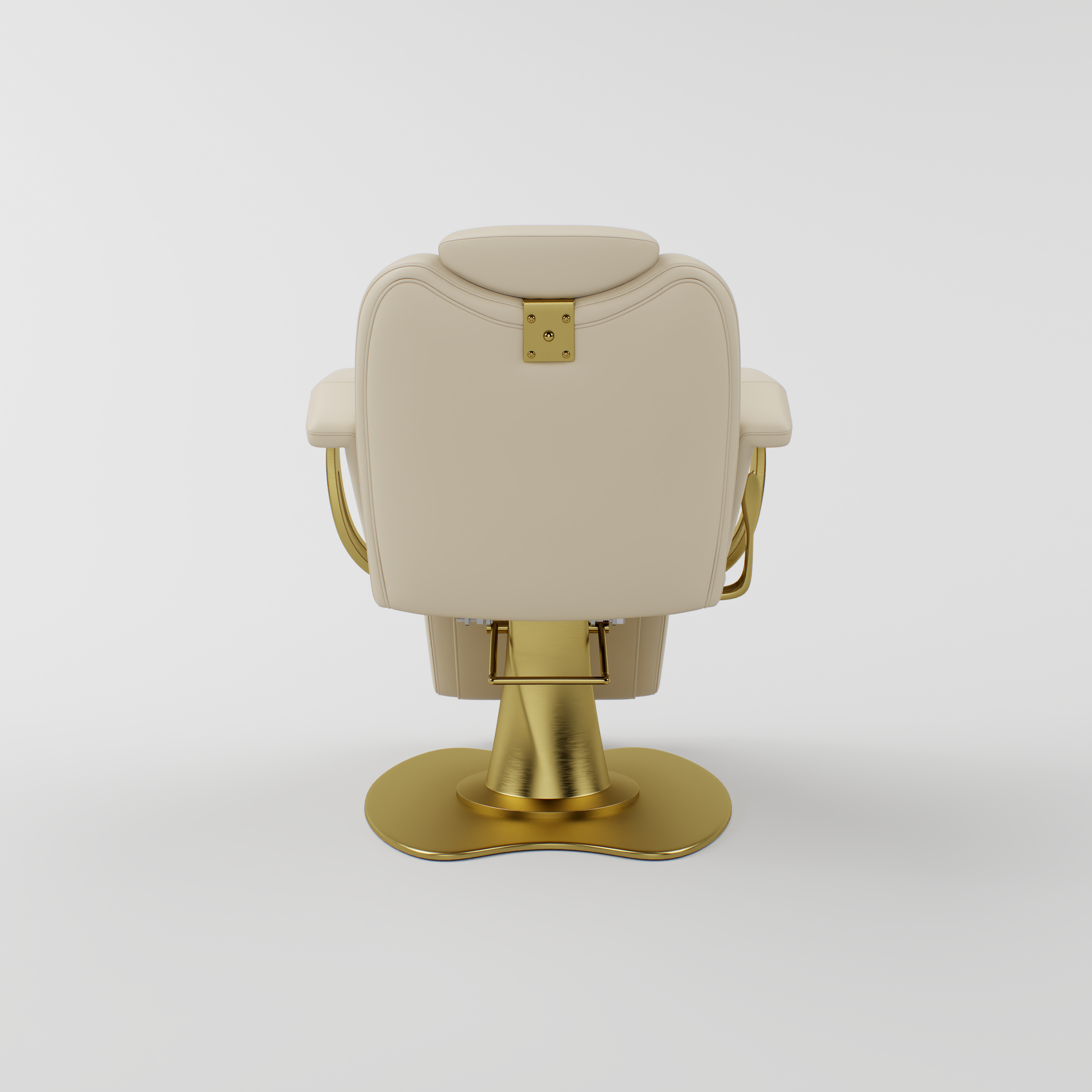 nude leather chair with adjustable height and gold matte base that reclines