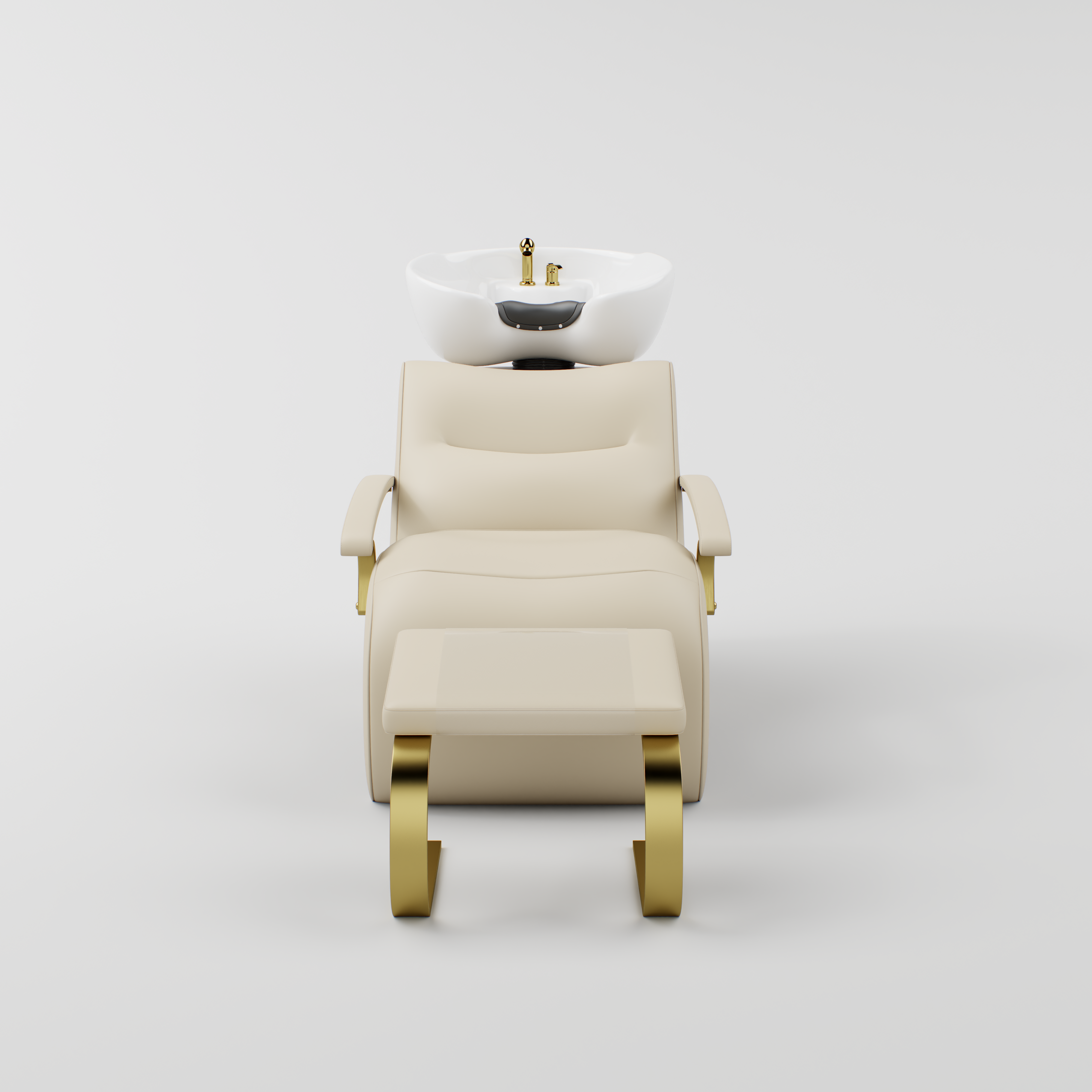 Nude and gold luxury backwash unit with footrest