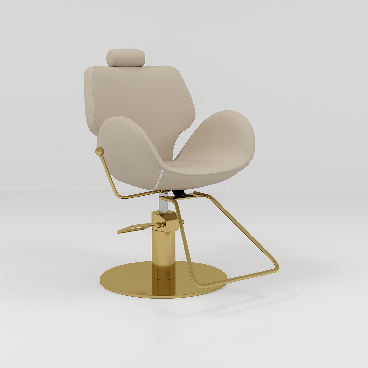 Nude and gold hair chair with circle gold base