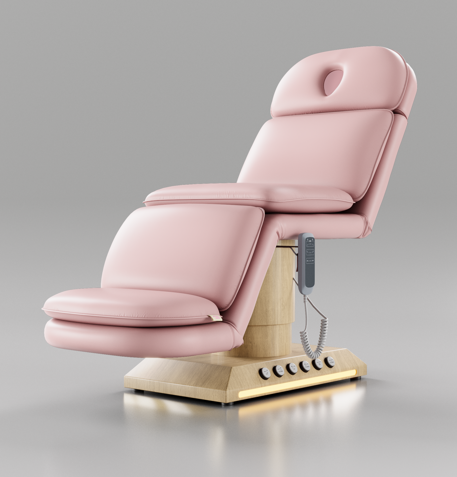 Leather Pink Salon Bed with Height Adjustment
