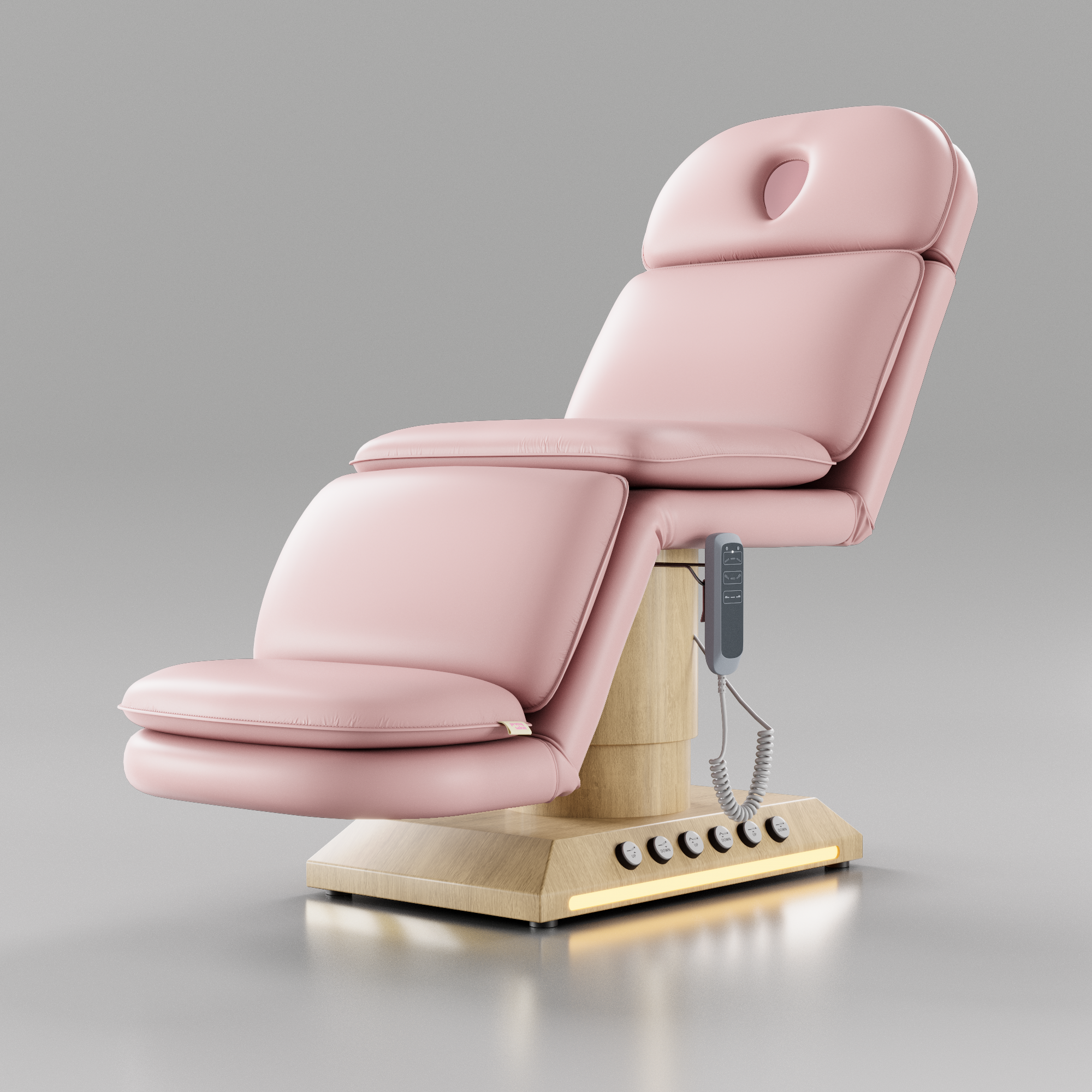 Leather Pink Salon Bed with Height Adjustment