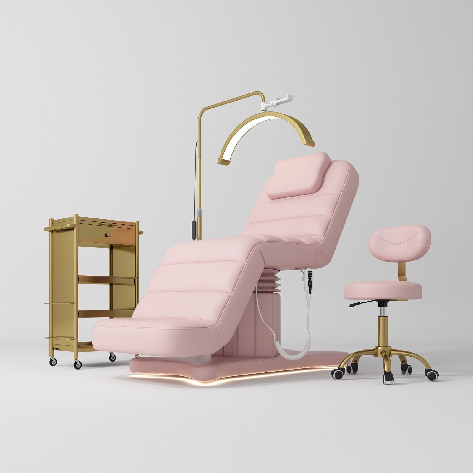 Pink Bed with Stool, Light and Trolley