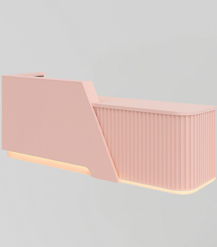 MDF Reception Desk in Pink with LED Light