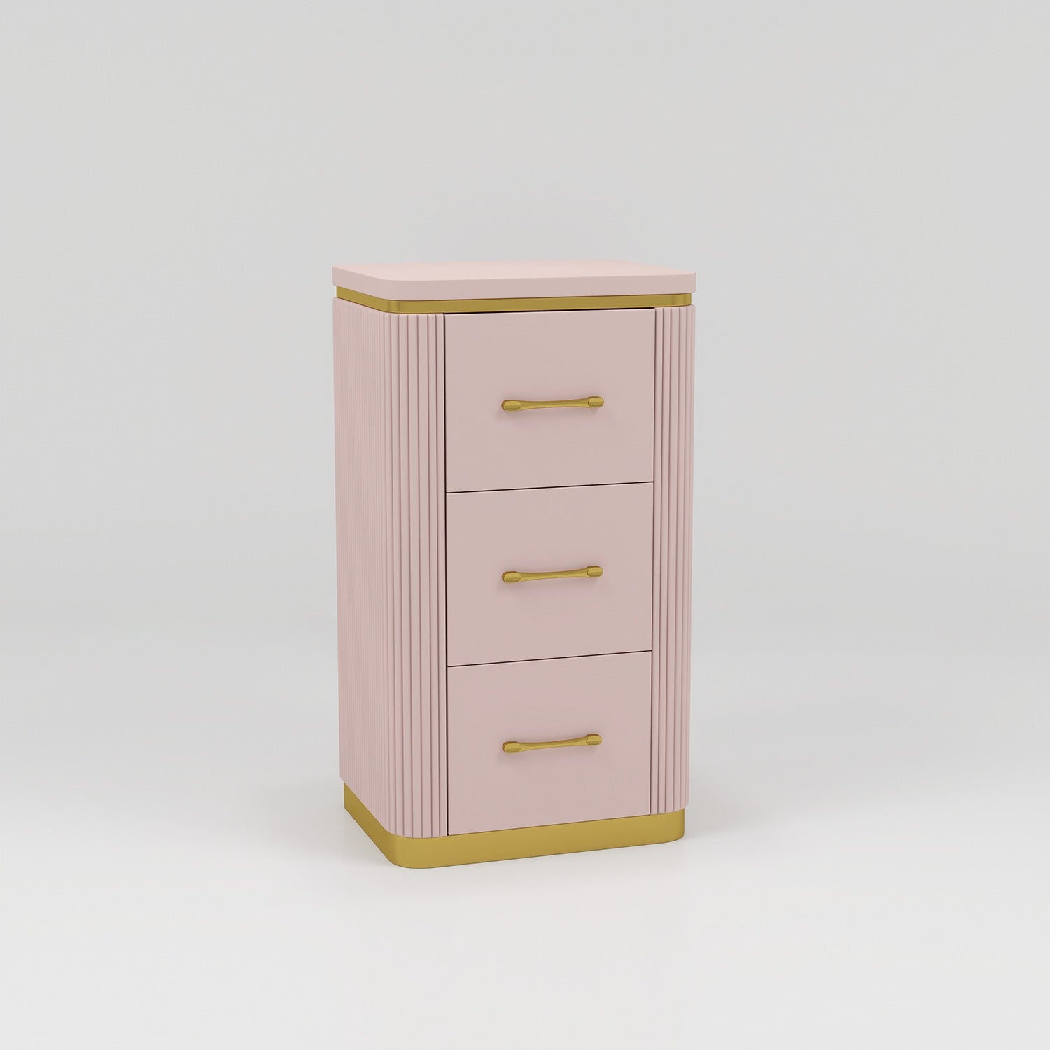 Pink and gold 3-drawer cabinet