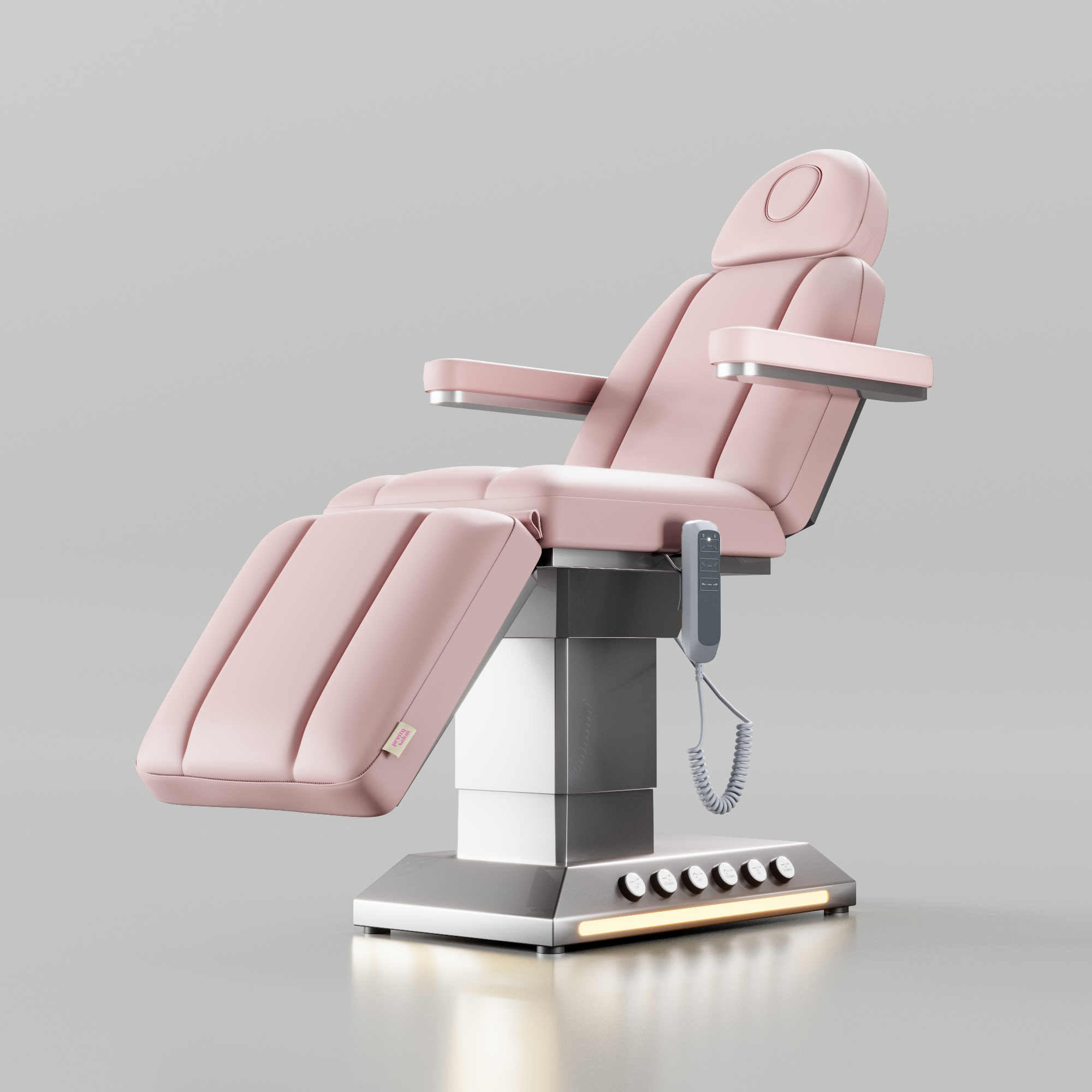 Vegan Leather High Quality Pink Salon Bed with Silver Base and 3 Motors